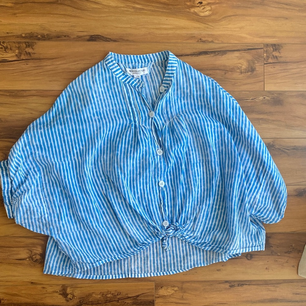 Emerson Fry Blue and White Striped Top